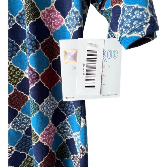 Women's LuLaRoe Julia multicolor blue midi dress casual fresh color size M - Picture 3 of 9
